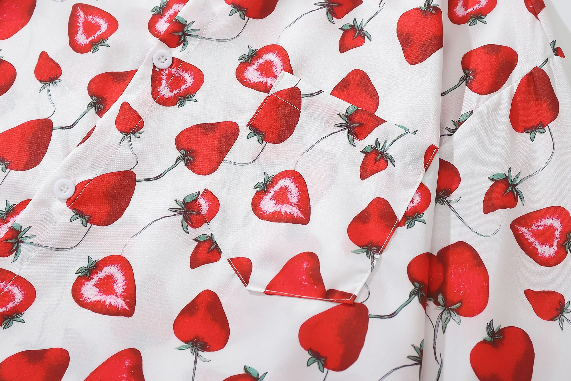 Title 7, Trendy Strawberry Full Print Couples Long-slee...