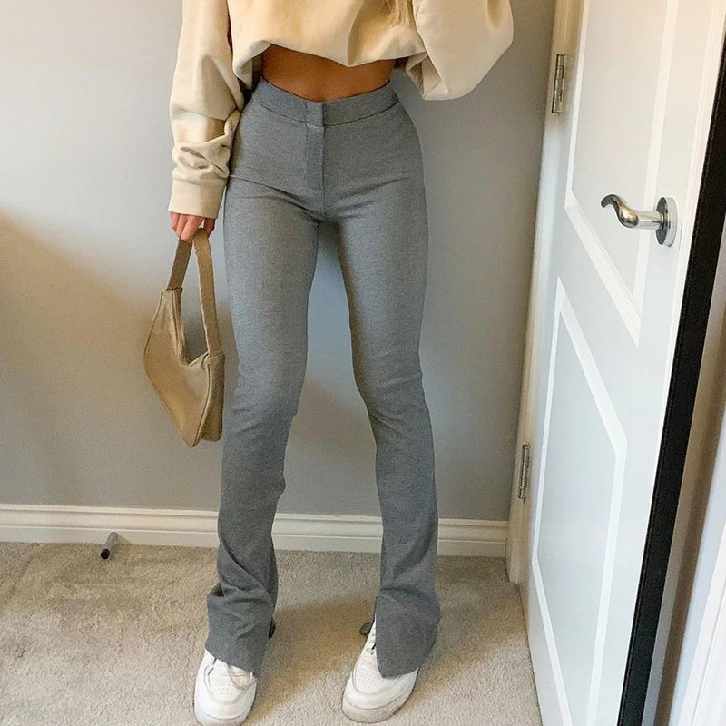 La Trousers dames sport- en vrijetijdsbroek, hoge taille, split, slanke pasvorm, afslankend effect, ideaal voor sport en vrije tijd. — foto 6