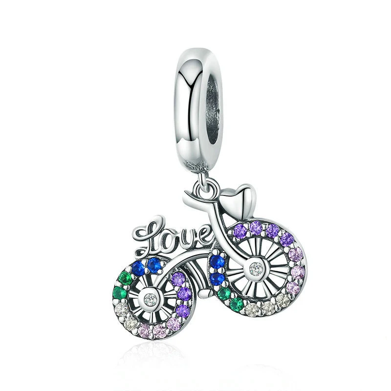 Pulseira de contas com pingente de bicicleta 925, um acessório elegante para ciclistas. Design exclusivo, aproveite a durabilidade. — foto 4