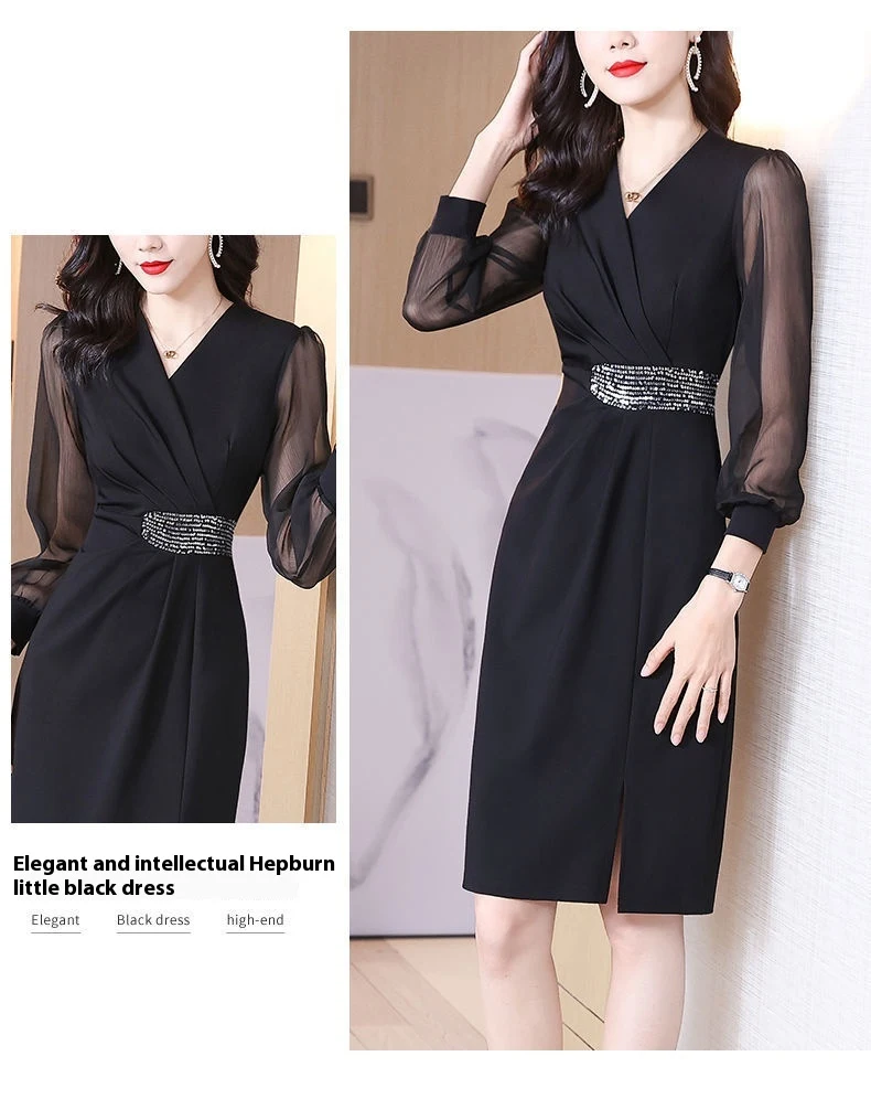 Title 4, Vestido preto feminino slim fit, estilo western...