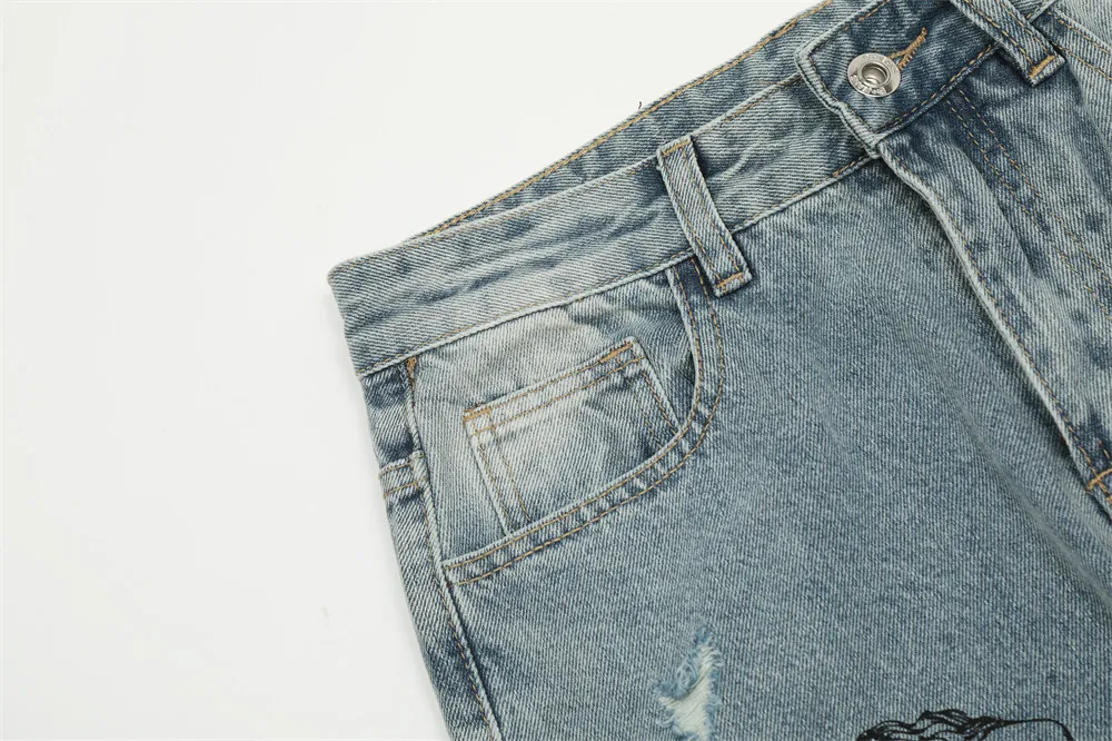 Title 9, Mens Graffiti Print Ripped Jeans