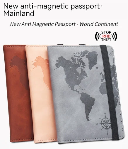 Title 10, World Map Passport Case Strap Anti-magnetic Mul...