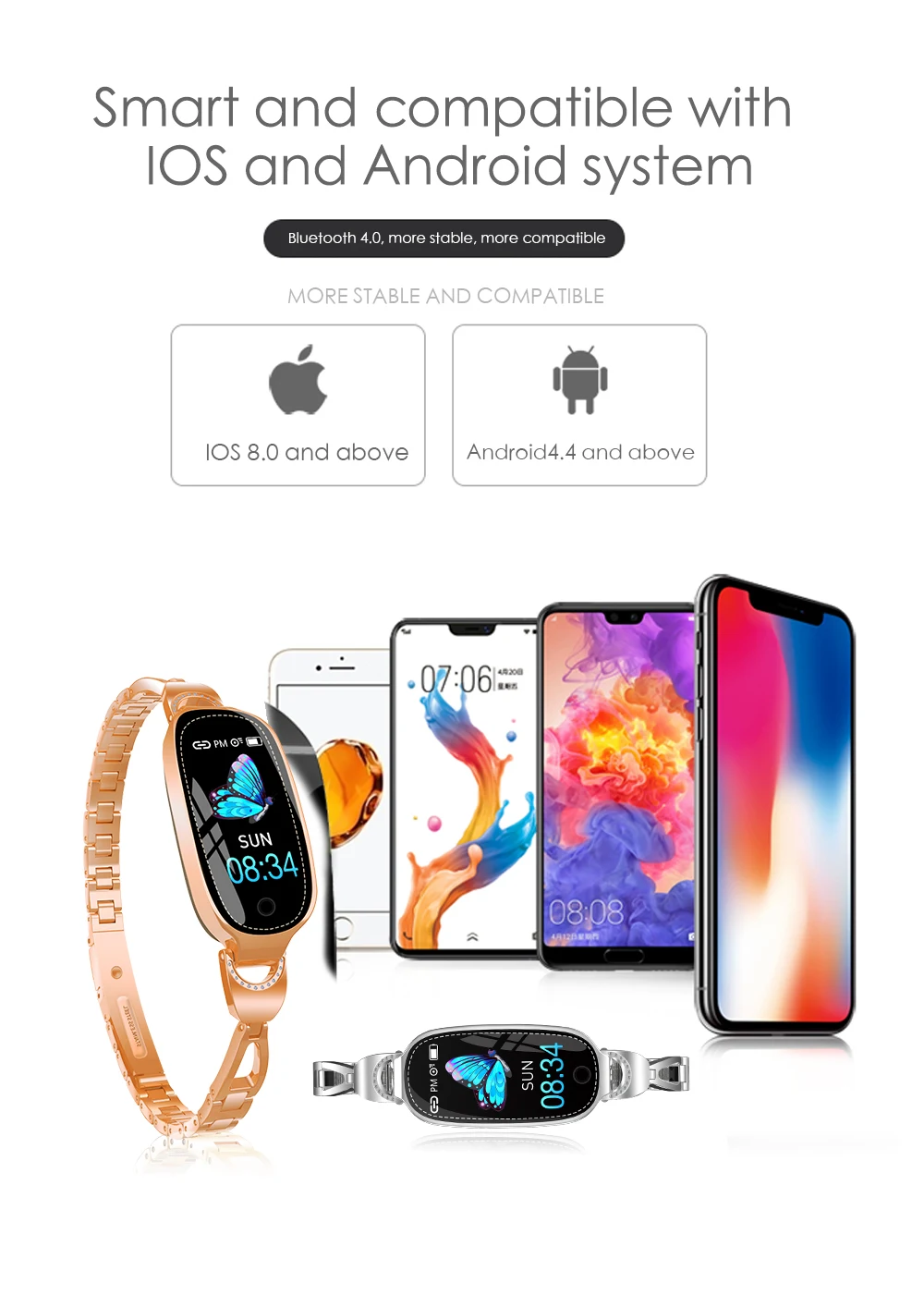 Title 6, F18 Fashion Smartwatch for Women with Metal Str...
