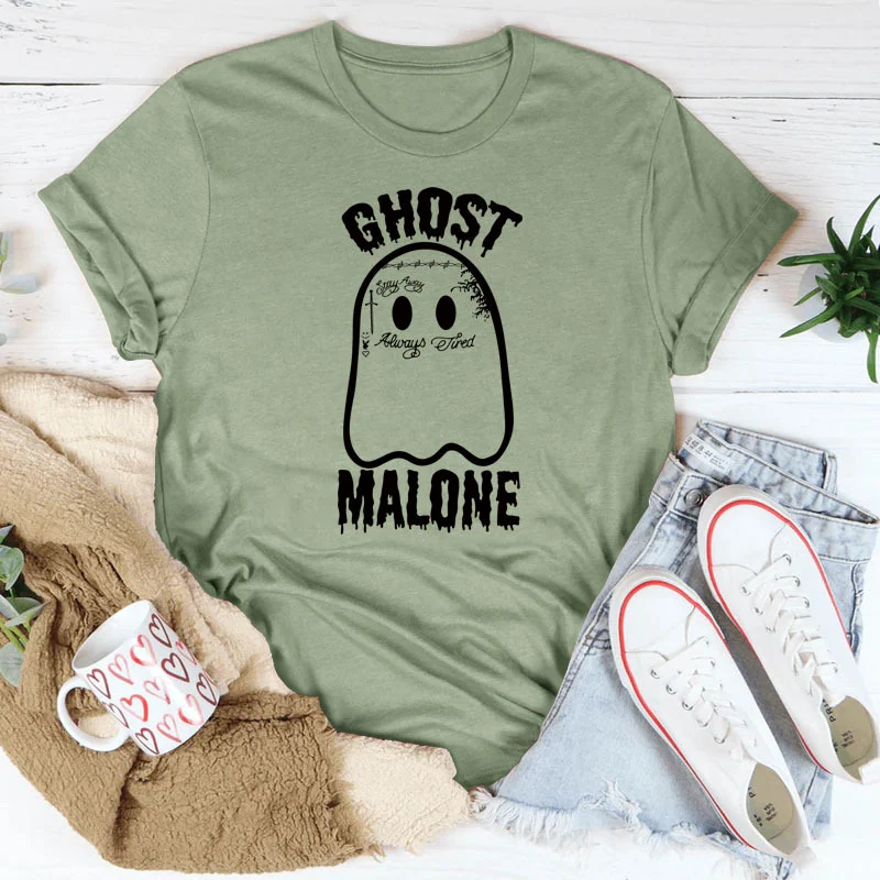 Camiseta de manga curta solta de Halloween com gola redonda Ghost — foto 17