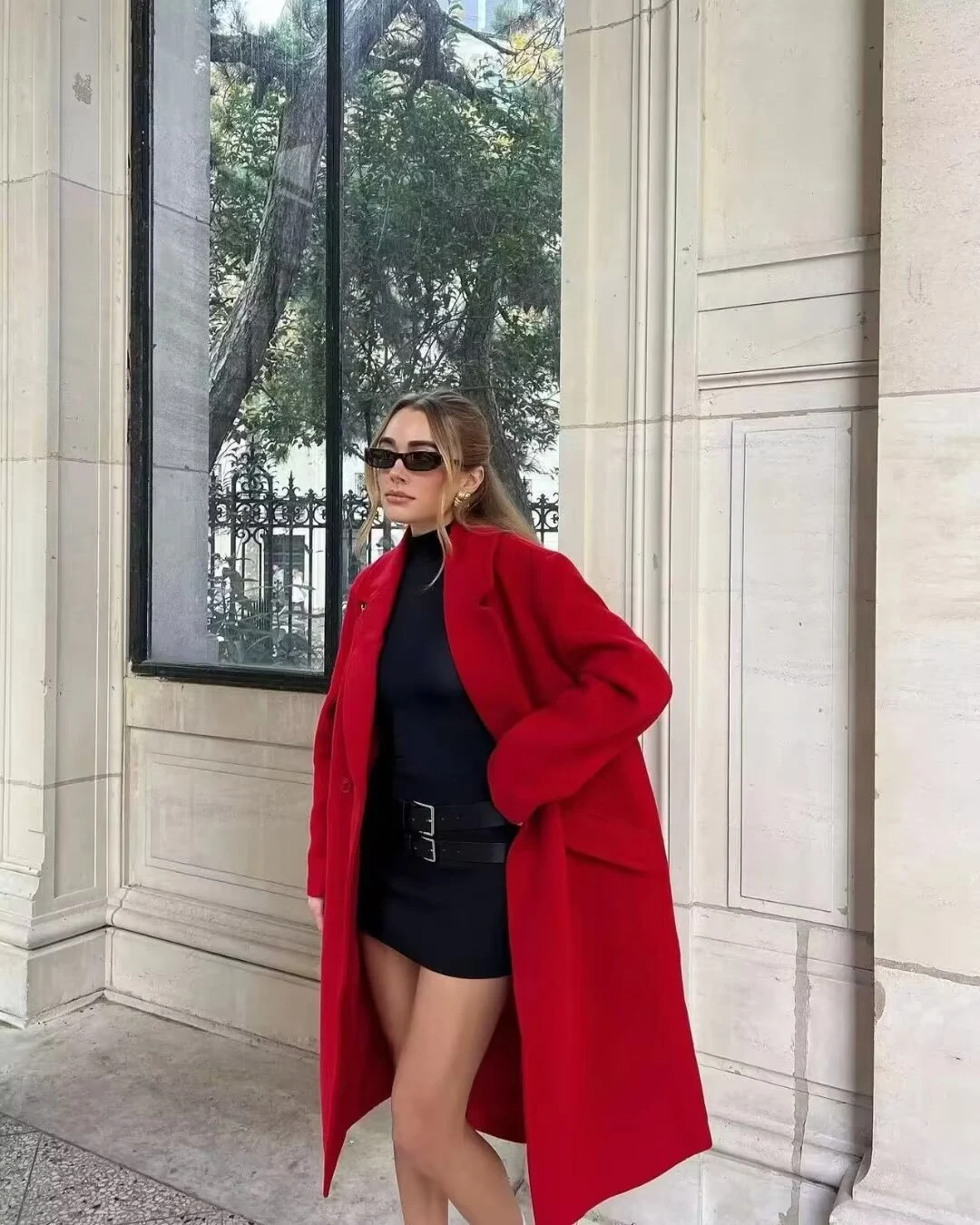 Title 9, Double Breasted Long Red Overcoat for men, perf...