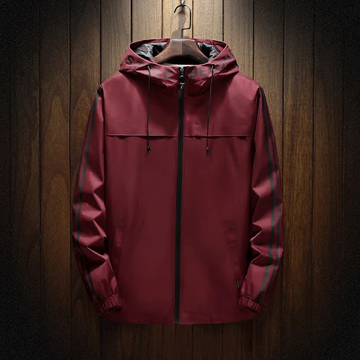 Title 5, White Casual Hooded Jacket with Side Seam Pocke...