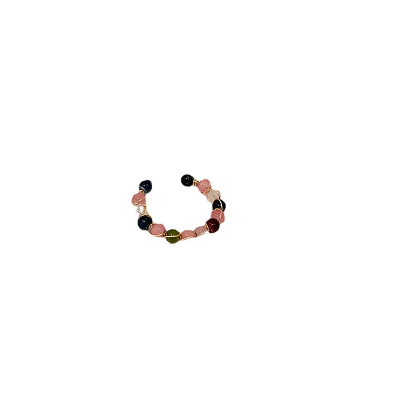 Anel de turmalina arco-íris com contas fashion, perfeito para adicionar cor e estilo. Um acessório deslumbrante e único para complementar seu visual. — foto 2