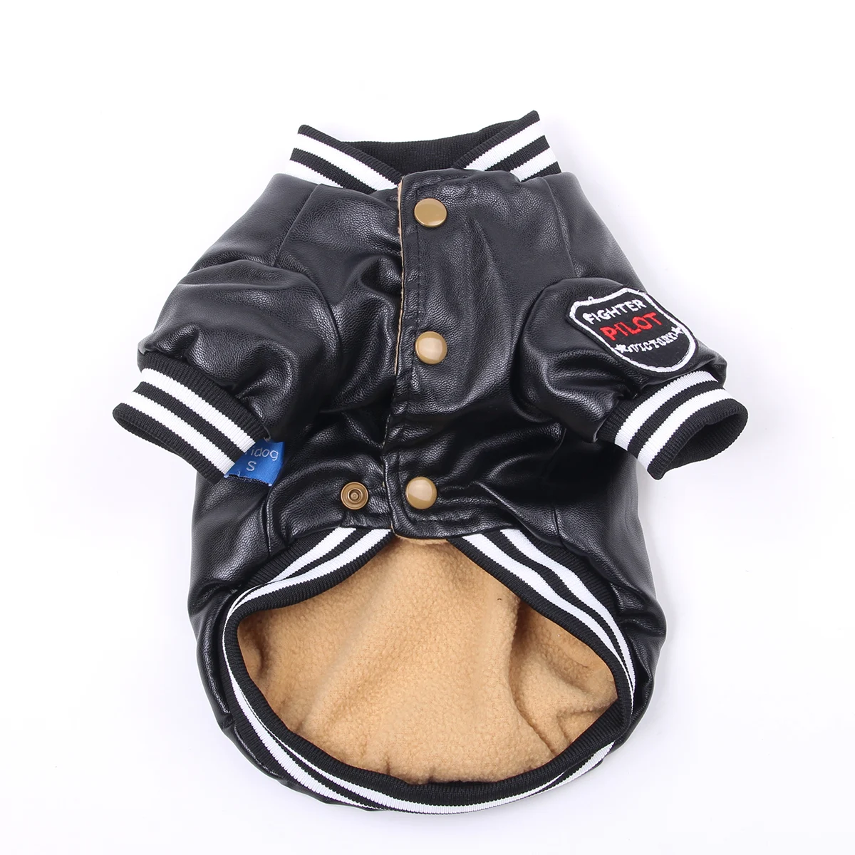 Title 5, Winter Dog Coat Jacket Faux Leather Fleece Tedd...