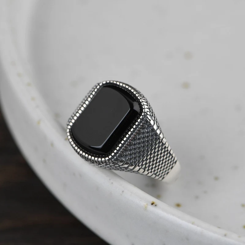 Anel de dedo indicador tailandês de prata S925 vintage envelhecido, um toque de estilo boêmio e autêntico para um visual marcante. — foto 1