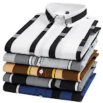 Heren casual shirt met lange mouwen en brede strepen, perfect voor een relaxte look. Comfortabel en stijlvol voor dagelijks gebruik en diverse gelegenheden. — foto 2