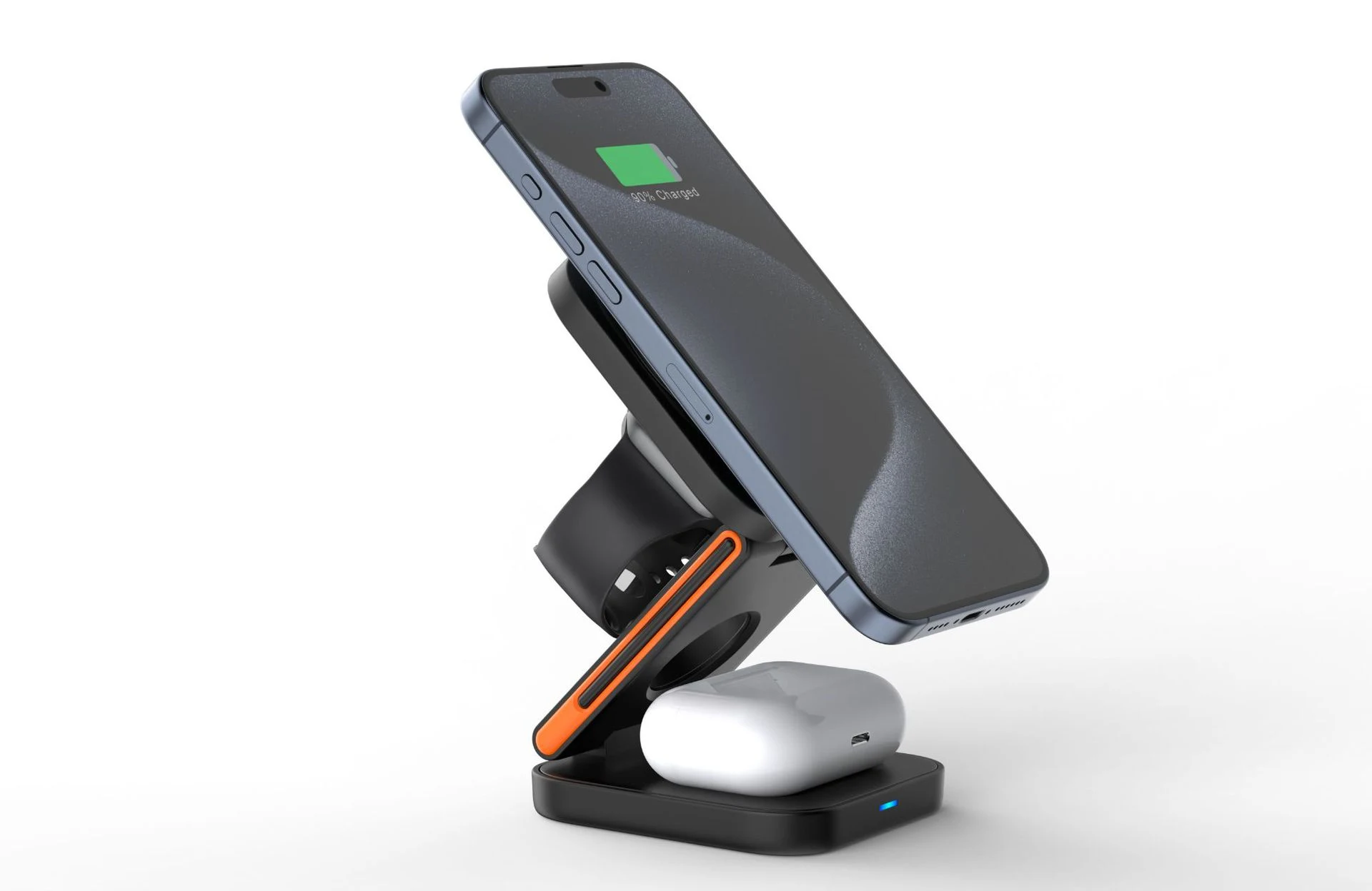 Title 5, Folding Bracket Three-in-one Wireless Charger C...