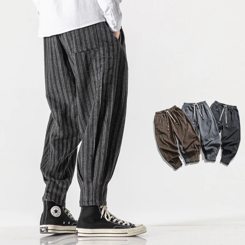 Title 4, Striped Wool And Fleece Thickened Loose Chinese...