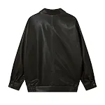 American Solid Color Polo Collar PU Leather Coat, combining classic style with modern comfort. Perfect for a sophisticat — photo 5