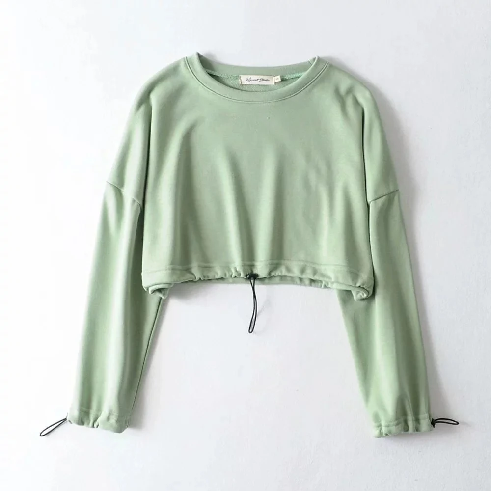 Title 4, Sudadera holgada de color liso con dobladillo c...