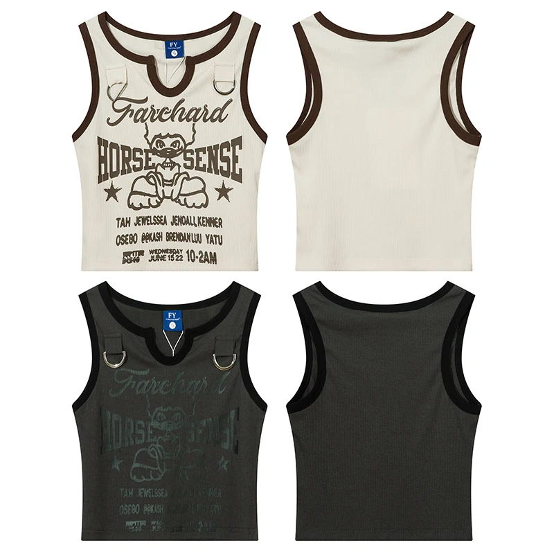 T-shirt senza maniche vintage con stampa a lettere per donna, perfetto per un look casual e alla moda. Goditi comfort e stile in ogni occasione. — foto 18
