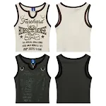 T-shirt senza maniche vintage con stampa a lettere per donna, perfetto per un look casual e alla moda. Goditi comfort e stile in ogni occasione. — foto 18