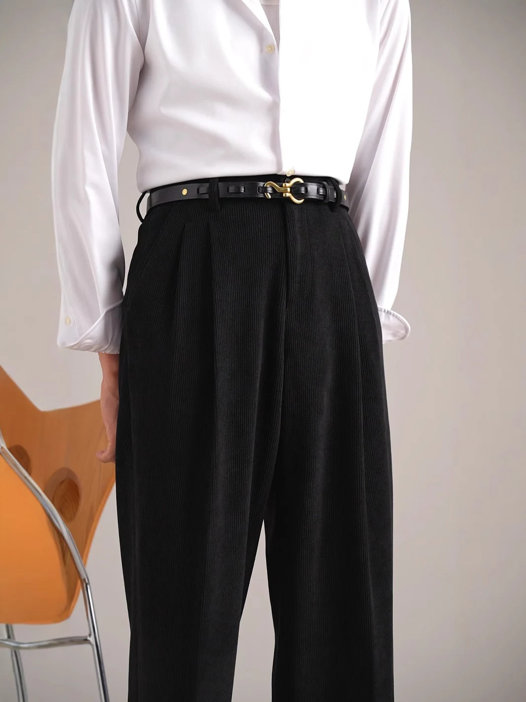 Title 2, Corduroy Retro Straight High Waist Hose für Dam...