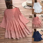 Dames Jacquard geplooide kant V-hals shirt. Een elegante en comfortabele blouse met een chique uitstraling, ideaal voor een verfijnde look. — foto 13