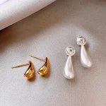 Brincos de metal com contraste duplo, design de gotejamento. Use-os de duas maneiras, um toque moderno e elegante para você, compre já! — foto 5