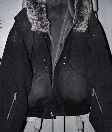 Title 5, Chaqueta con cuello de piel, lona lavada, diseñ...