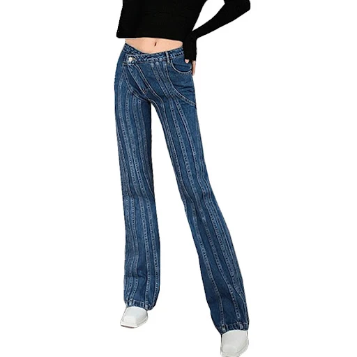 Title 2, Womens Jeans Spring New with irregular stripes...
