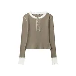 Top curto de patchwork, estilo Chic Sweet Hot Girl, com caimento slim e design de duas peças falsas, perfeito para um visual moderno e sensual. — foto 2