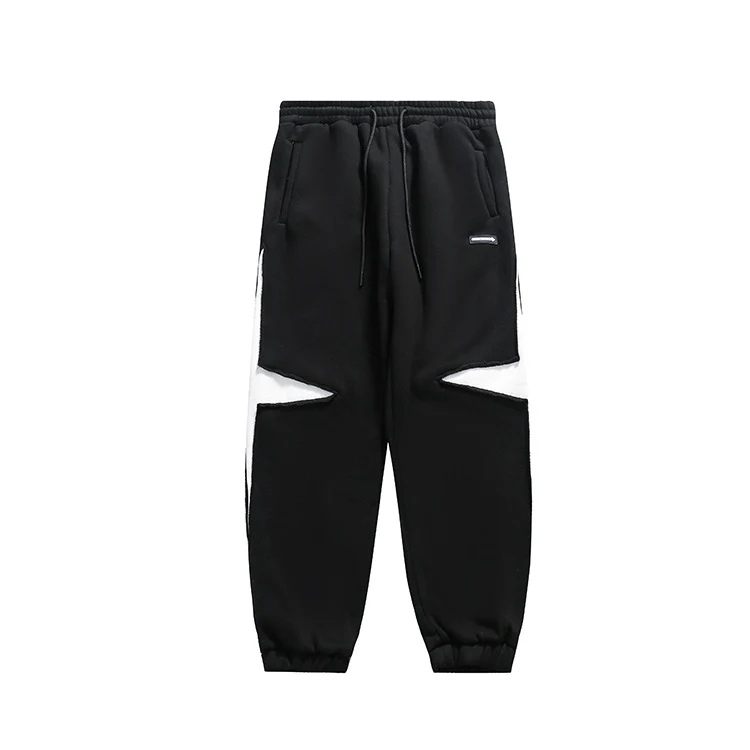 Men's Winter Hip Hop Stitching Fleece Lined Casual Sweatpants, Fake Two Pieces, Ankle-tied, Warm Couple Pants for Everyd — photo 1