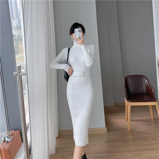 Title 14, French Style Turtleneck Base Inner Knitted Dress