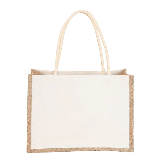 Title 3, Bolsa Tote de Lona de Linho Pintada à Mão com Juta