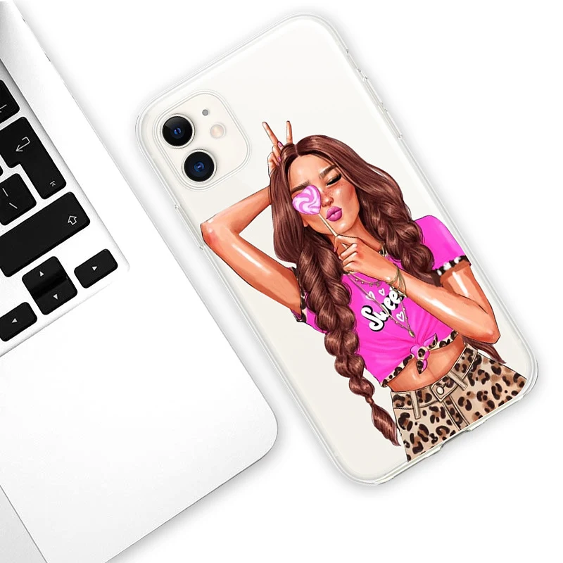Title 6, Capinha de celular fashion com arte de menina n...