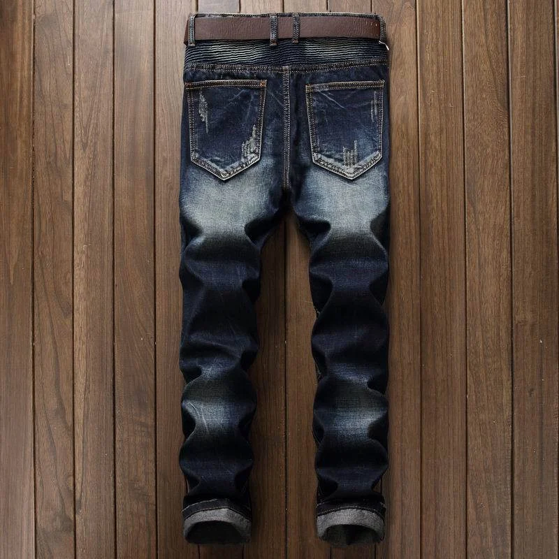 Title 2, Heren jeans motorstijl, slim fit met sneeuwvlok...