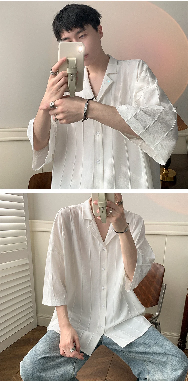Title 4, Camisa Masculina de Verão Manga Curta Fina List...