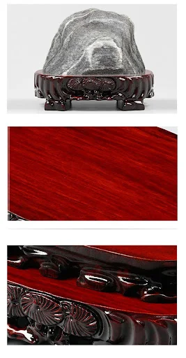 Title 4, Ornement artisanal avec socle en bois Redwood e...