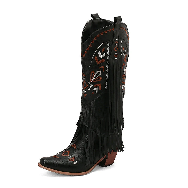 Title 3, Stivali western da cowboy con tacco alto, decor...