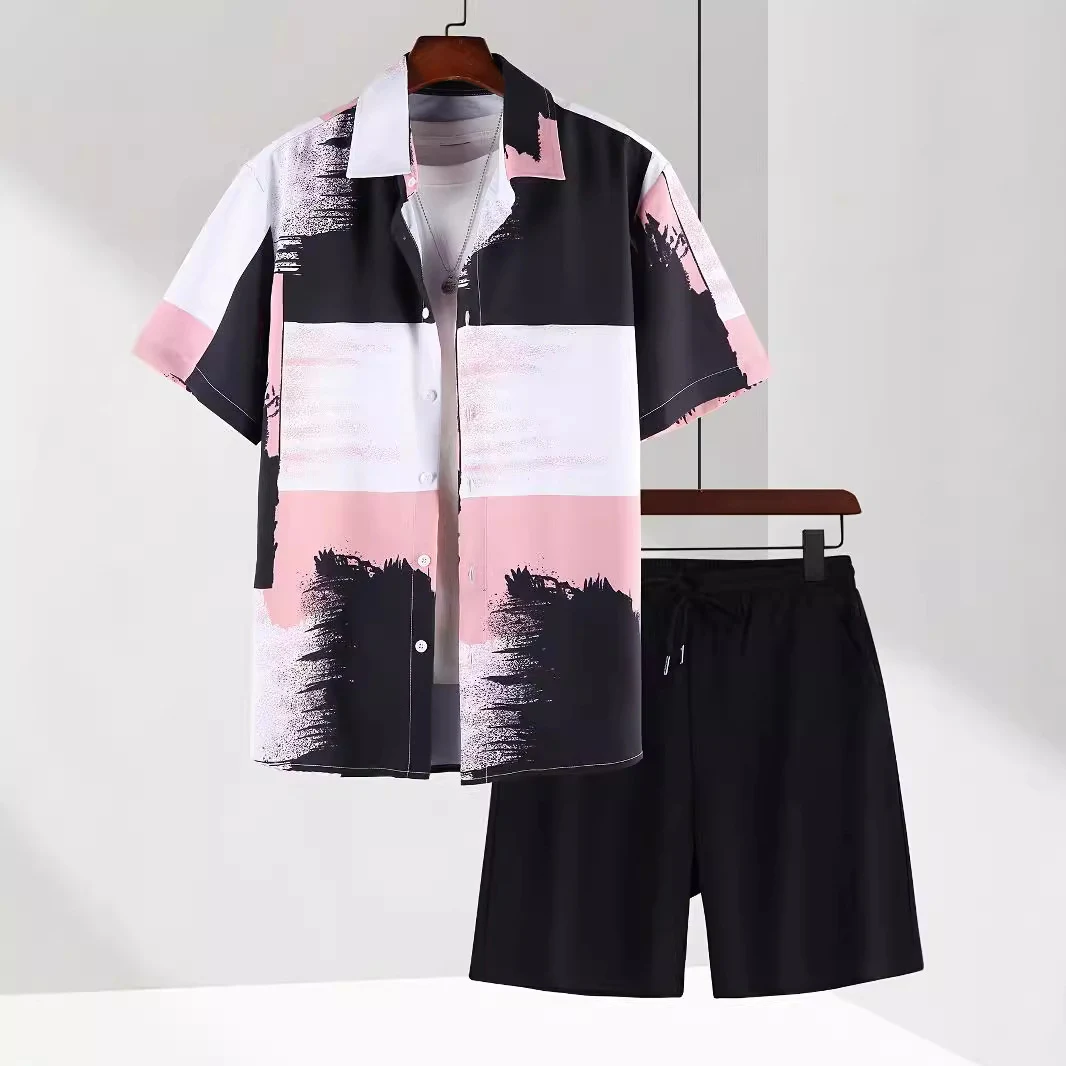 Conjunto de Camiseta de Manga Curta Masculina Roupas Masculinas Estampadas Conforto e Estilo para o Dia a Dia Tecido Leve e Fresco Perfeito para o Verão — foto 3