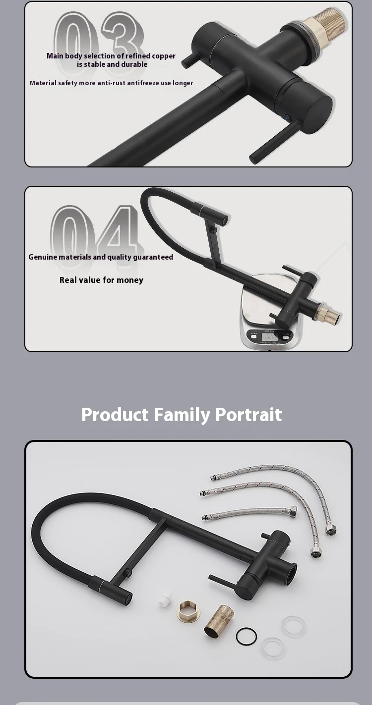 Title 4, Kitchen Copper Pure Water Three-in-one Faucet I...