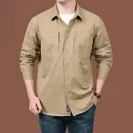 Macacão de algodão masculino Manga comprida Camisa Conforto e durabilidade para trabalho e lazer Peça versátil para atividades ao ar livre e uso diário — foto 17