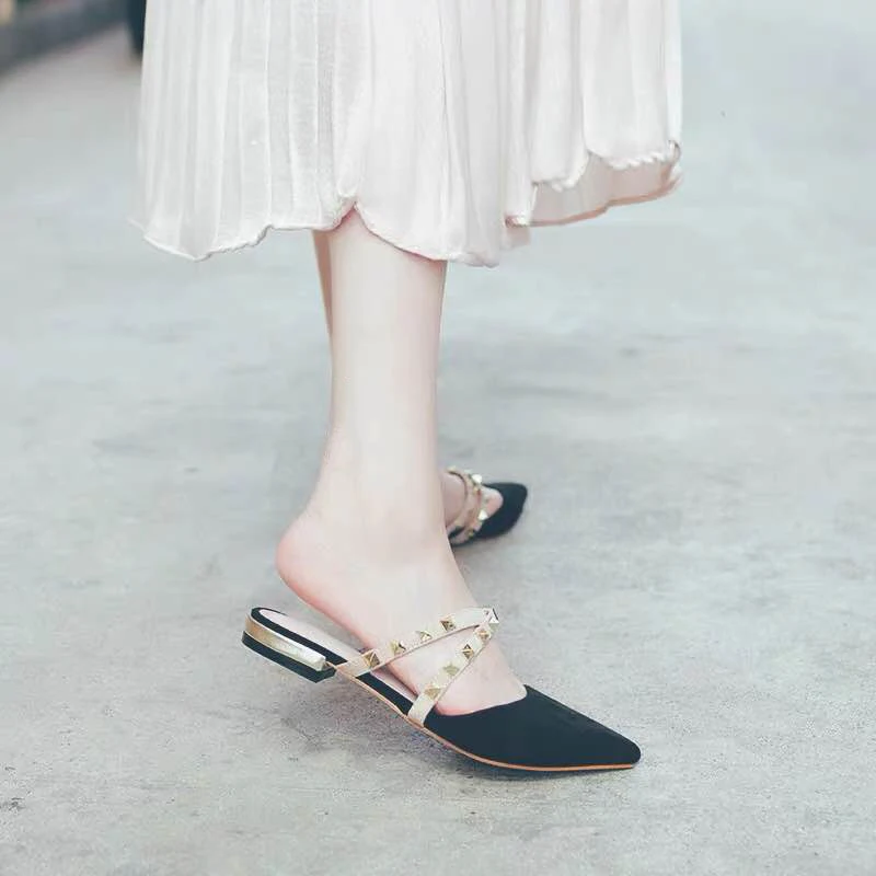 Women's Casual Pointed Toe Low-heel Rivet Sandals, providing comfort and style, perfect for everyday wear, offering a ch — photo 2