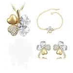 Set di gioielli creativo con cristalli a quadrifoglio, per fortuna e stile. Un regalo perfetto per donne, eleganza scintillante. — foto 1