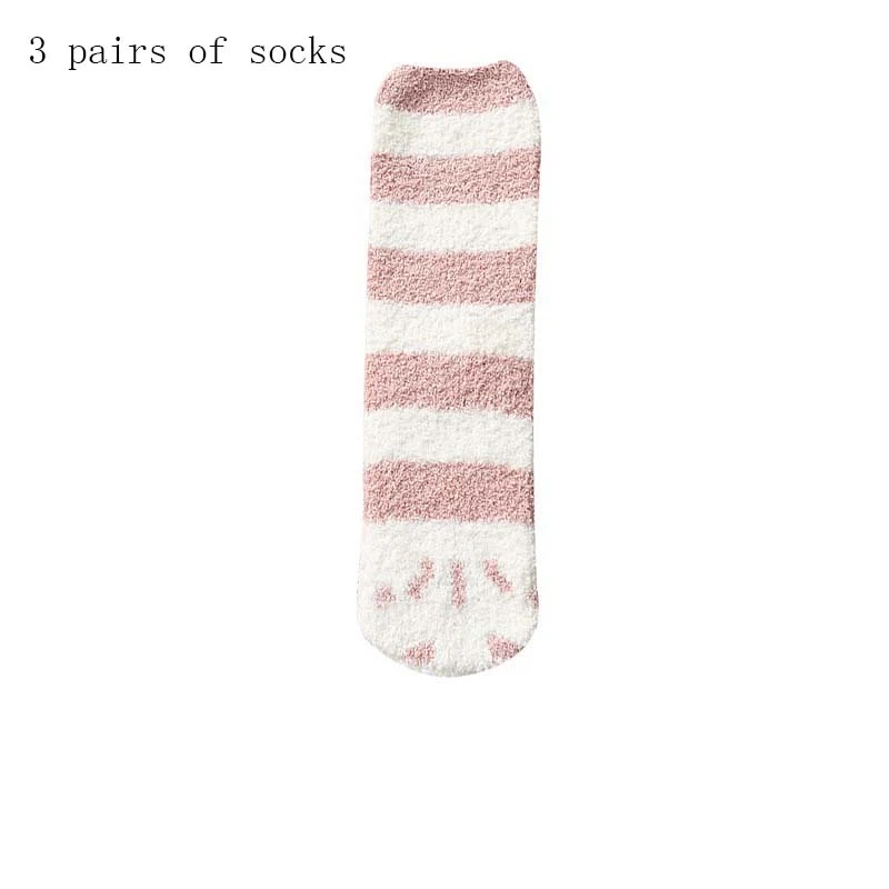 Calcetines de pata de gato coral grueso para mujer, cálidos y adorables. Suave vellón para pies cómodos y felices. Perfectos para el hogar y regalo. — foto 3