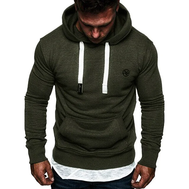 Title 2, Mens solid color hooded sweater sports casual ...