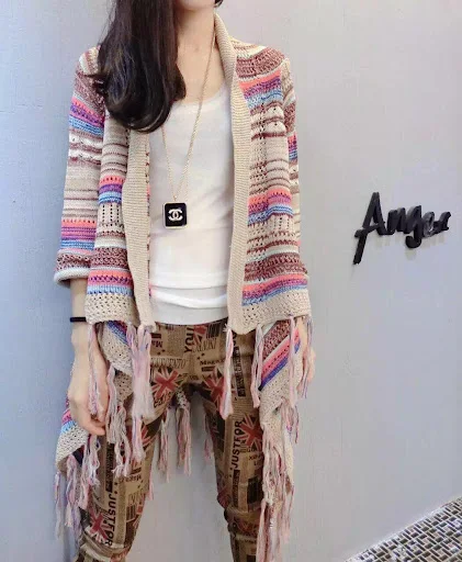 Title 2, Cappotto ampio Cardigan lavorato a maglia a rig...