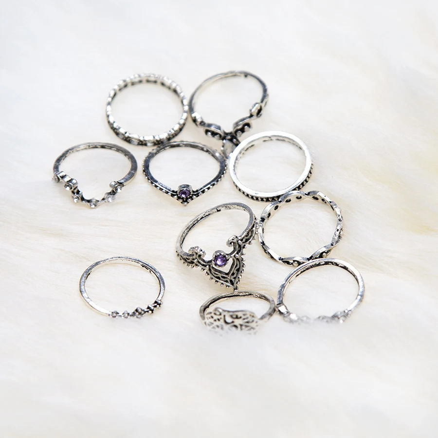 Title 5, Anel de diamante roxo Conjunto Torção Oca Palma...