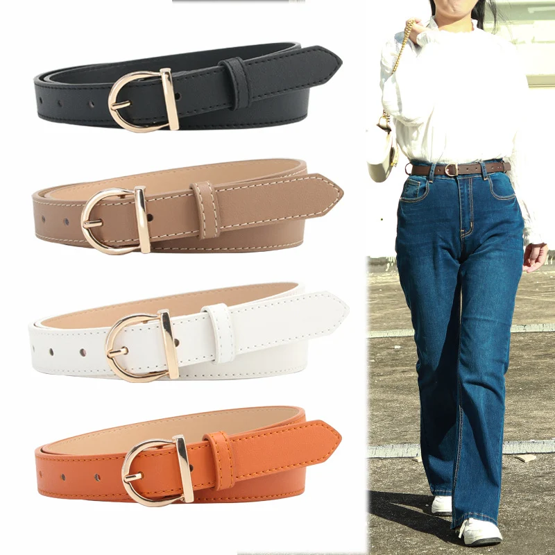 Cinto feminino com fivela de liga tipo D, moderno e combinável com tudo. O acessório perfeito para qualquer look, eleva seu estilo com facilidade. — foto 1