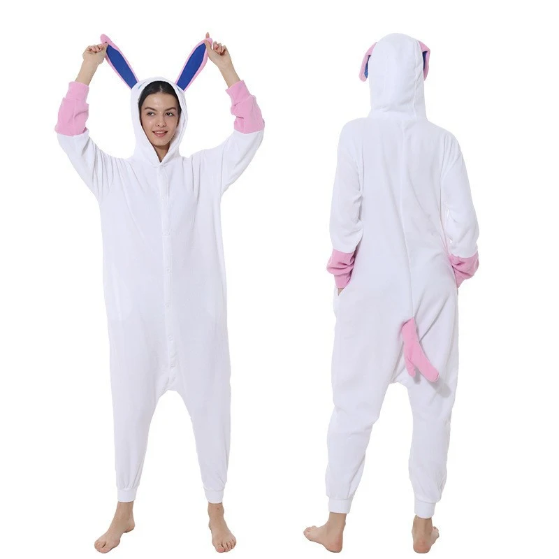 Pijama de Uma Peça em Fleece Polar Branco de Elfo, Roupa de Casa Cartoon, Confortável e Quentinho para Noites Frias — foto 5