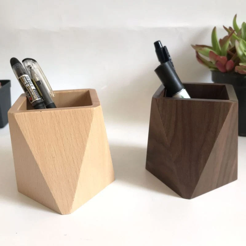 Stifthalter aus Holz für den Schreibtisch, Aufbewahrungsbox für Schreibwaren, ordnet den Arbeitsplatz und hält ihn sauber und organisiert. — foto 6