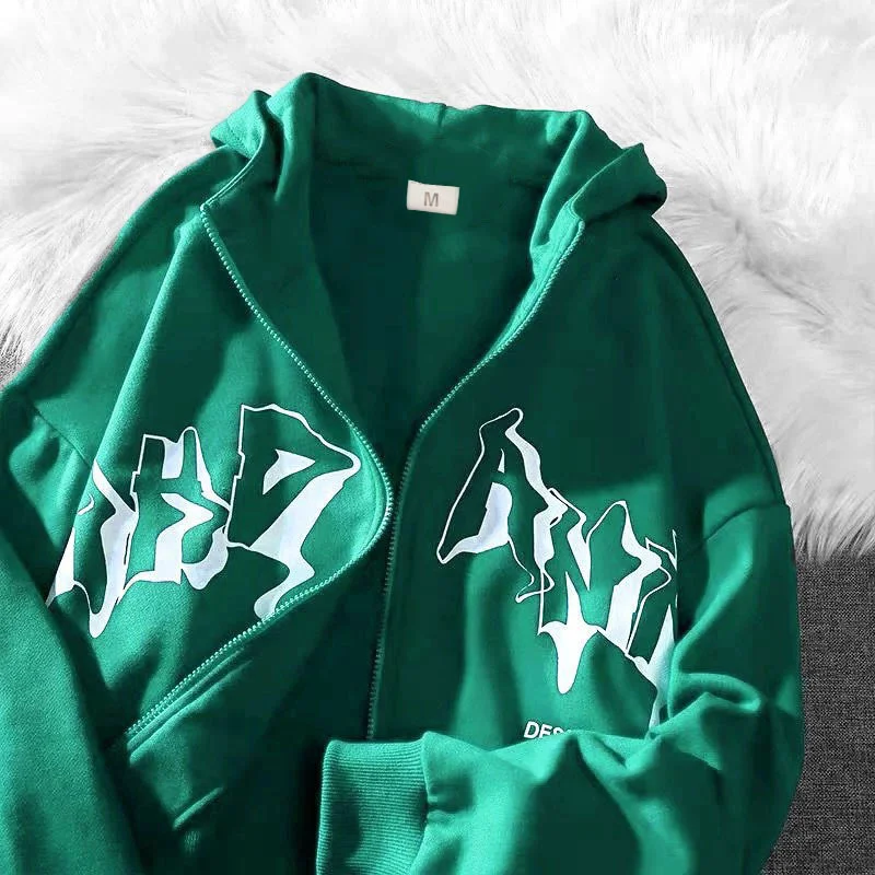 Letter Printed Hoodie Zipper Sweater. Comfortable and stylish for everyday wear. Stay warm and look great with this vers — photo 5