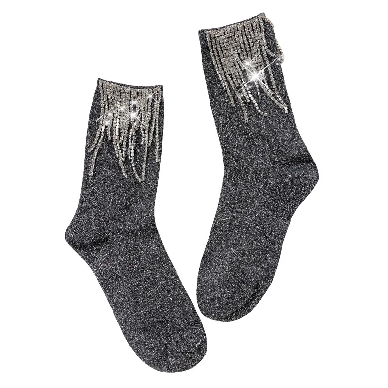 Title 7, Ladies Fashion Diamond Fringe Bootie Socks