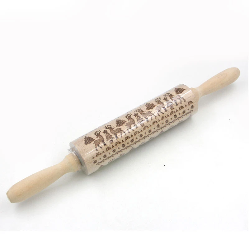 Title 3, Christmas Moose Print Rolling Pin Laser Engravi...