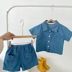 Conjunto para Bebé Niño Shorts Denim Manga Corta Camiseta con Bolsillo Ideal para Verano Cómodo y Fresco — foto 2